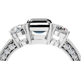 White gold Fancy Black Asscher Cut Three-Stone Diamond Ring with Pavé Band and Four-Prong Setting_28