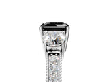 White gold Fancy Black Asscher Cut Three-Stone Diamond Ring with Pavé Band and Four-Prong Setting_39