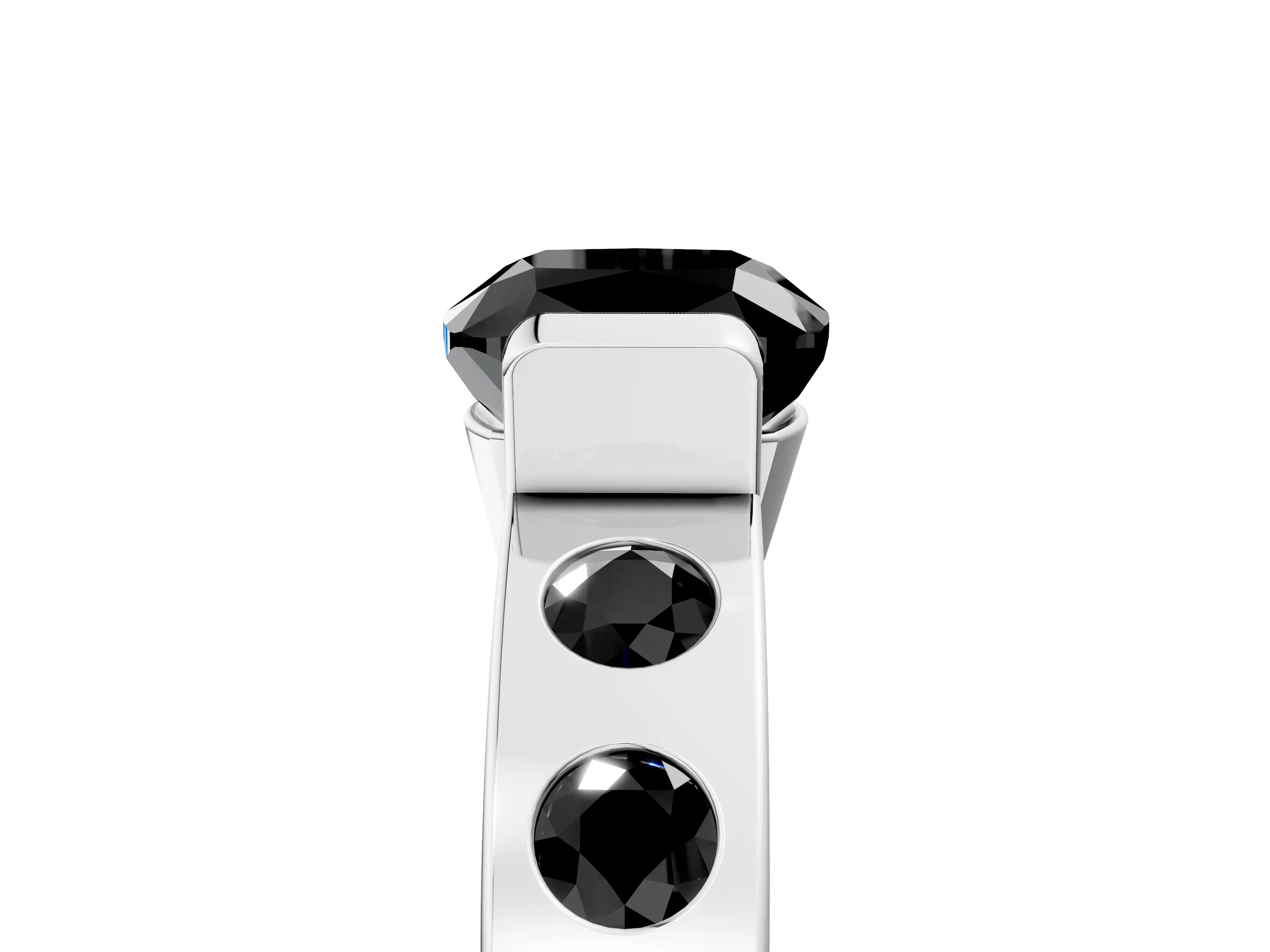 White gold Fancy Black Cushion Cut Brilliant Channel-Set Diamond Ring with Bezel Prong Setting_17