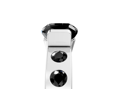 White gold Fancy Black Cushion Cut Brilliant Channel-Set Diamond Ring with Bezel Prong Setting_17