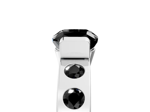 White gold Fancy Black Cushion Cut Brilliant Channel-Set Diamond Ring with Bezel Prong Setting_5