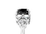 White gold Fancy Black Cushion Cut Brilliant Diamond Cluster Accent Solitaire Ring with Prong Setting_17