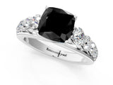 White gold Fancy Black Cushion Cut Brilliant Diamond Pavé Band with Six-Prong Setting_13