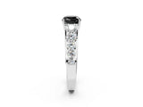 White gold Fancy Black Cushion Cut Brilliant Diamond Pavé Band with Six-Prong Setting_14