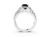 White gold Fancy Black Cushion Cut Brilliant Diamond Pavé Band with Six-Prong Setting_15