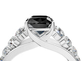 White gold Fancy Black Cushion Cut Brilliant Diamond Pavé Band with Six-Prong Setting_16
