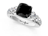 White gold Fancy Black Cushion Cut Brilliant Diamond Pavé Band with Six-Prong Setting_19