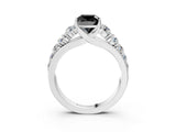 White gold Fancy Black Cushion Cut Brilliant Diamond Pavé Band with Six-Prong Setting_21