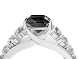 White gold Fancy Black Cushion Cut Brilliant Diamond Pavé Band with Six-Prong Setting_22