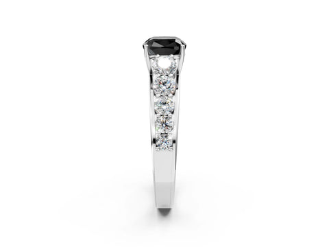 White gold Fancy Black Cushion Cut Brilliant Diamond Pavé Band with Six-Prong Setting_2