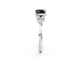 White gold Fancy Black Cushion Cut Brilliant Diamond Solitaire Ring with Pear Side Stones and Four-Prong Setting_8