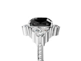White gold Fancy Black Cushion Cut Brilliant Diamond with Cluster Setting on a Beaded Band and Four-Prong Setting_29
