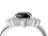 White gold Fancy Black Cushion Cut Brilliant Diamond with Cluster Setting on a Beaded Band and Four-Prong Setting_70