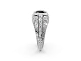 White gold Fancy Black Cushion Cut Brilliant Milgrain Filigree Diamond Ring with Square Prong Setting_2