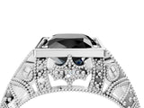 White gold Fancy Black Cushion Cut Brilliant Milgrain Filigree Diamond Ring with Square Prong Setting_4