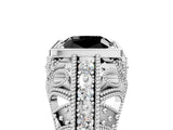 White gold Fancy Black Cushion Cut Brilliant Milgrain Filigree Diamond Ring with Square Prong Setting_5
