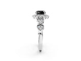 White gold Fancy Black Cushion Cut Brilliant Milgrain Pave Heart Band Solitaire Ring_26