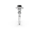 White gold Fancy Black Cushion Cut Brilliant Milgrain Pave Heart Band Solitaire Ring_38