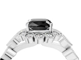 White gold Fancy Black Cushion Cut Brilliant Milgrain Pave Heart Band Solitaire Ring_40