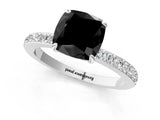 White gold Fancy Black Cushion Cut Brilliant Pavé Band Solitaire with Four-Prong Setting_1