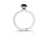 White gold Fancy Black Cushion Cut Brilliant Pavé Band Solitaire with Four-Prong Setting_3