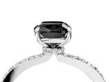 White gold Fancy Black Cushion Cut Brilliant Pavé Band Solitaire with Four-Prong Setting_4