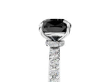 White gold Fancy Black Cushion Cut Brilliant Pavé Band Solitaire with Four-Prong Setting_5