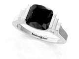 White gold Fancy Black Cushion Cut Brilliant Solitaire Diamond Ring with Channel Set Band and Bar Prong Setting_7