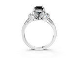 White gold Fancy Black Cushion Cut Brilliant Three-Stone Diamond Ring with Pavé Band and Four-Prong Setting_42