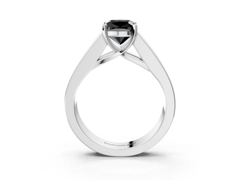 White gold Fancy Black Cushion Cut Cut Channel Set Solitaire Ring with Four-Prong Setting_15