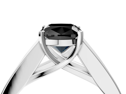 White gold Fancy Black Cushion Cut Cut Channel Set Solitaire Ring with Four-Prong Setting_16