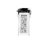White gold Fancy Black Cushion Cut Cut Channel Set Solitaire Ring with Four-Prong Setting_17