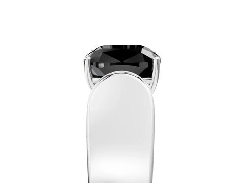 White gold Fancy Black Cushion Cut Cut Diamond Channel Set Solitaire Ring with Four-Prong Setting_101