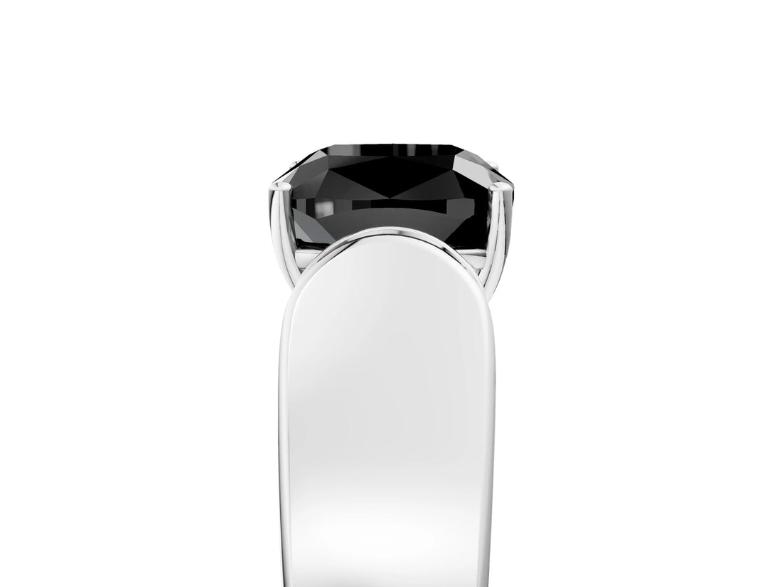 White gold Fancy Black Cushion Cut Cut Diamond Channel Set Solitaire Ring with Four-Prong Setting_17
