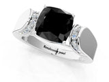 White gold Fancy Black Cushion Cut Cut Diamond Channel Set Solitaire Ring with Four-Prong Setting_181