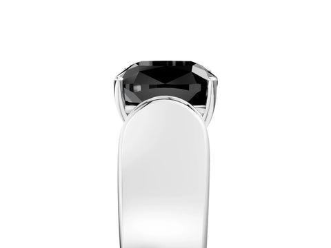White gold Fancy Black Cushion Cut Cut Diamond Channel Set Solitaire Ring with Four-Prong Setting_5
