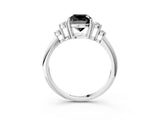 White gold Fancy Black Cushion Cut Cut Diamond Cluster Ring with Solitaire Band and Four-Prong Setting_27