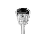 White gold Fancy Black Cushion Cut Cut Diamond Cluster Ring with Solitaire Band and Four-Prong Setting_29