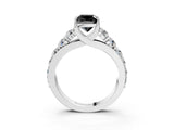 White gold Fancy Black Cushion Cut Cut Diamond Engagement Ring with Pavé Band and Four-Prong Setting_3