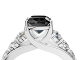 White gold Fancy Black Cushion Cut Cut Diamond Engagement Ring with Pavé Band and Four-Prong Setting_4