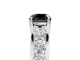 White gold Fancy Black Cushion Cut Cut Diamond Engagement Ring with Pavé Band and Four-Prong Setting_5