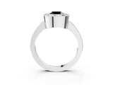 White gold Fancy Black Cushion Cut-Cut Diamond Halo Engagement Ring with Pave Band and Prong Setting_3