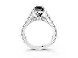 White gold Fancy Black Cushion Cut Cut Diamond Pavé Band Solitaire with Four-Prong Setting_3