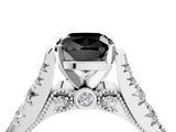 White gold Fancy Black Cushion Cut Cut Diamond Pavé Band Solitaire with Four-Prong Setting_4