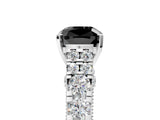 White gold Fancy Black Cushion Cut Cut Diamond Pavé Band Solitaire with Four-Prong Setting_5