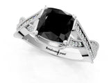 White gold Fancy Black Cushion Cut Cut Diamond Twisted Band with Milgrain Pave Setting and Four-Prong Setting_1