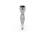 White gold Fancy Black Cushion Cut Cut Diamond Twisted Band with Milgrain Pave Setting and Four-Prong Setting_2