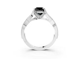 White gold Fancy Black Cushion Cut Cut Diamond Twisted Band with Milgrain Pave Setting and Four-Prong Setting_3