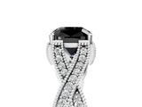 White gold Fancy Black Cushion Cut Cut Diamond Twisted Band with Milgrain Pave Setting and Four-Prong Setting_5