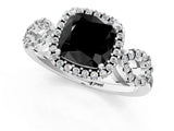 White gold Fancy Black Cushion Cut Cut Halo Diamond Infinity Band with Four-Prong Setting_1